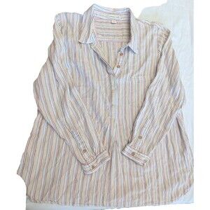 Coldwater Creek Striped Button Up Shirt 2X Womens Long Sleeve Casual